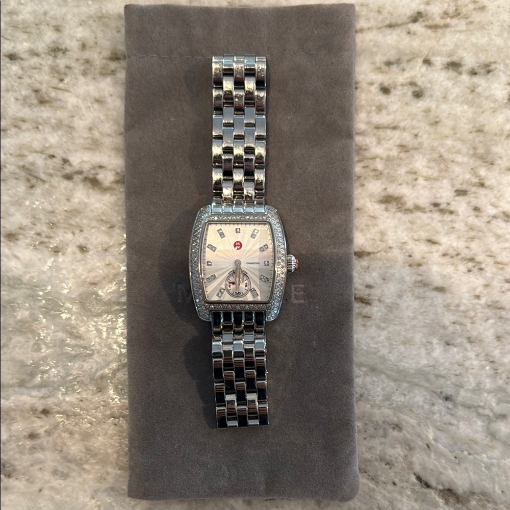 Silver Michele Watch with diamond face